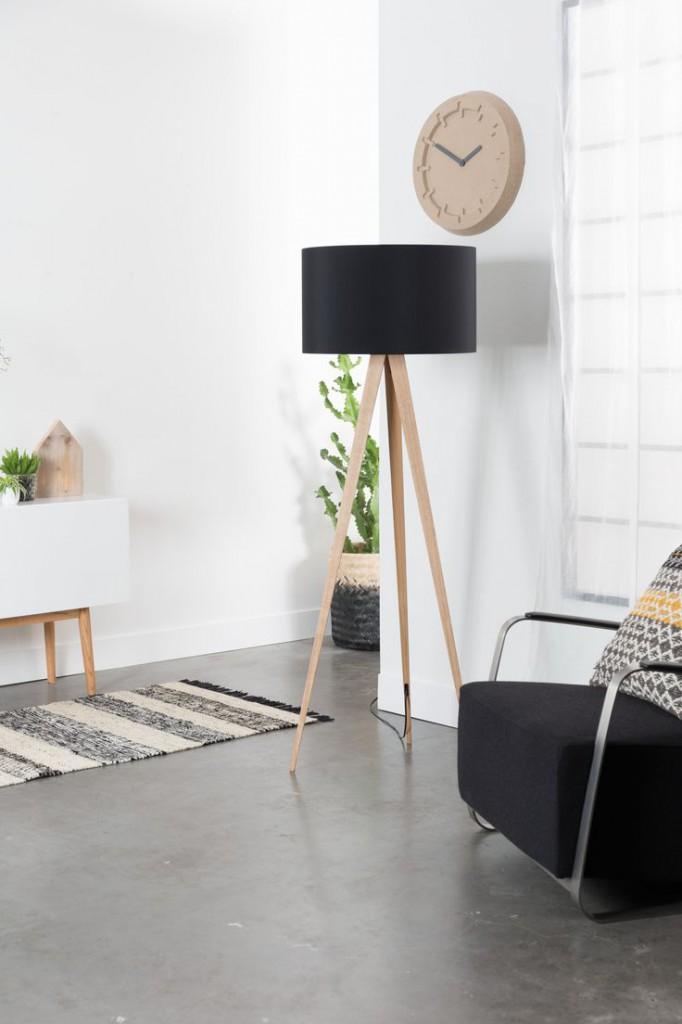 Zuiver Tripod Desinger Lampe Stehleuchte Schirm schwarz - Füße natur