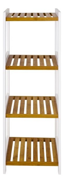 Standregal mit 4 Bambus-Ablagen, weißem MDF-Gestell, Skandi – Ansicht 3