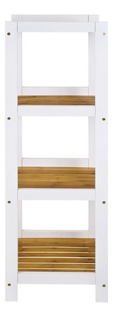 Standregal mit 4 Bambus-Ablagen, weißem MDF-Gestell, Skandi – Ansicht 4