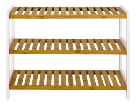 Haku Schuhregal mit 3 Bambus-Ablagen, Rahmen weiß, Scandinavian Design