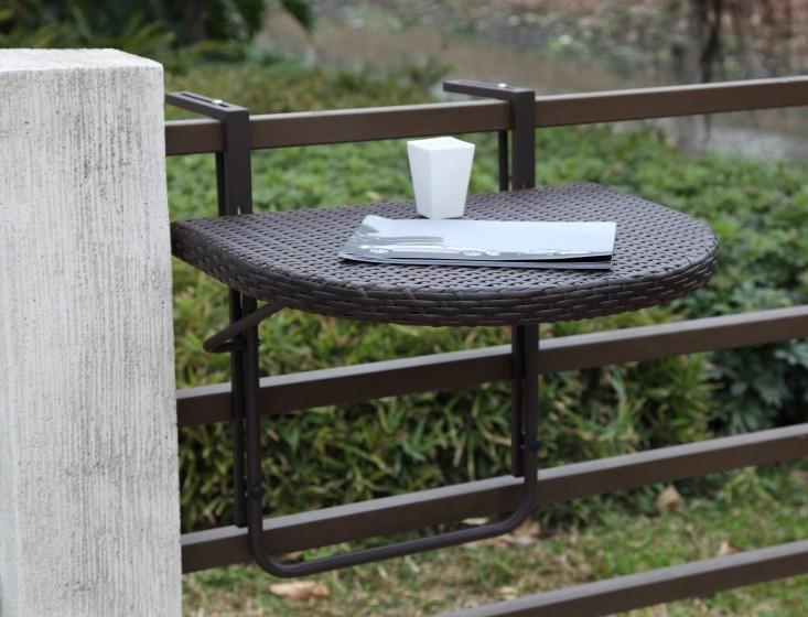 Balkontisch Hängetisch Agra 60 x 50 cm Polyrattan Farbe Coffee