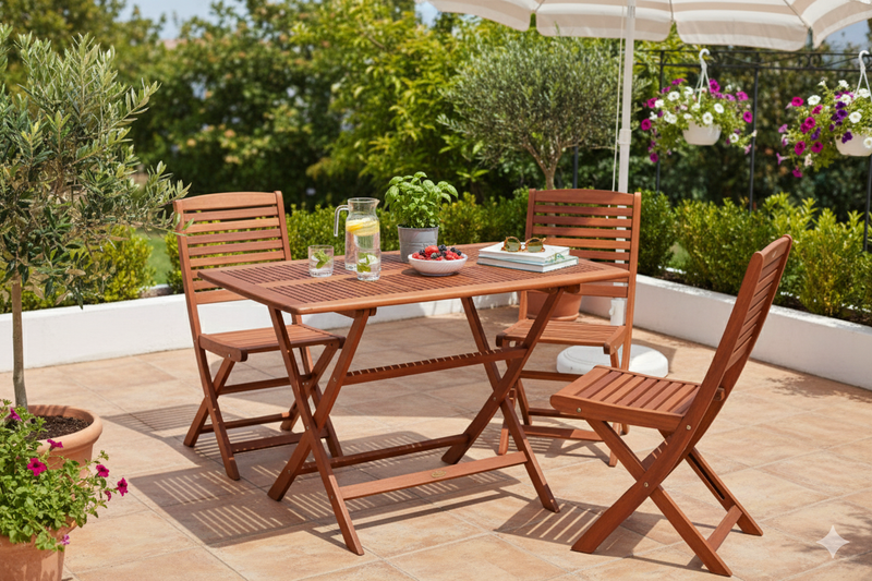 Gartentisch ORLANDO klappbar | 120x70 cm | FSC® Eukalyptus Holz