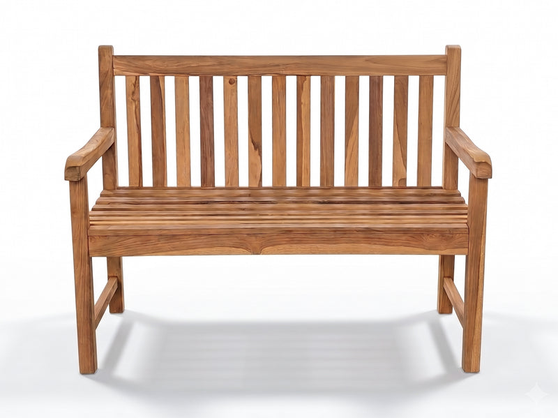 Massive Teakholzbank „Picadelly“ 120 cm Gartenbank 2-Sitzer mit Armlehne
