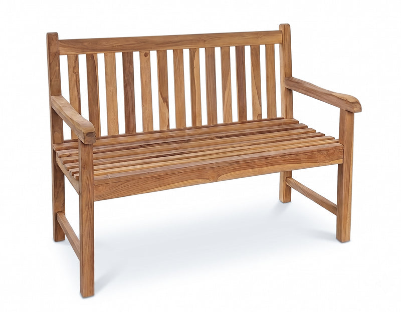 Massive Teakholzbank „Picadelly“ 120 cm Gartenbank 2-Sitzer mit Armlehne