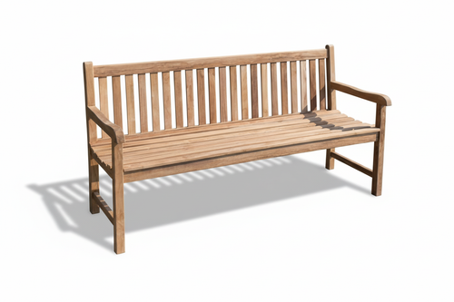 Stabile Gartenbank Picadelly 180 cm in Premium Teak mit Armlehne