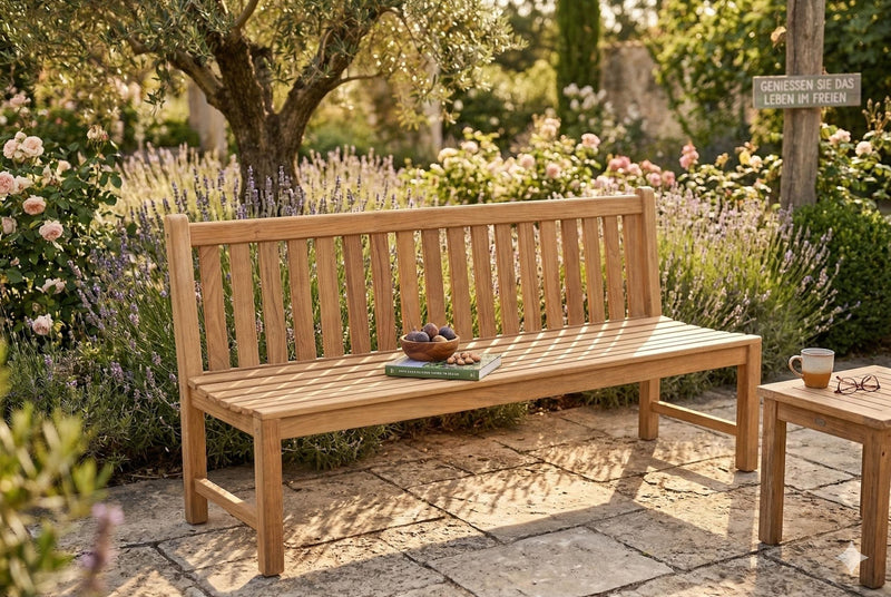 Stabile Holz Gartenbank Picadelly 180 cm ohne Armlehne aus Teak