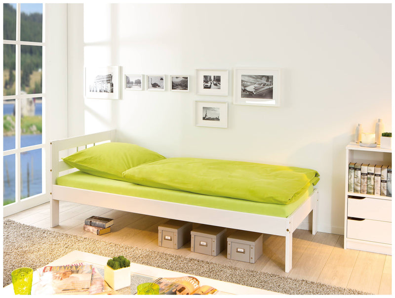 Bett FANA Einzelbett Futonbett 90x200 Kiefer massiv Weiß lackiert