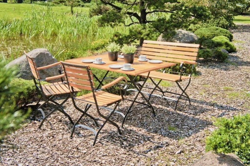 Gartentisch Wien ausziehbar 100 x 90 cm -  Metall und FSC Eukalyptus