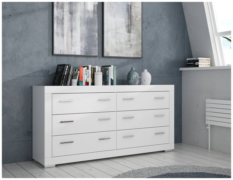 Schubladenkommode SNOW Kommode mit 6 Schubkästen Weiß matt