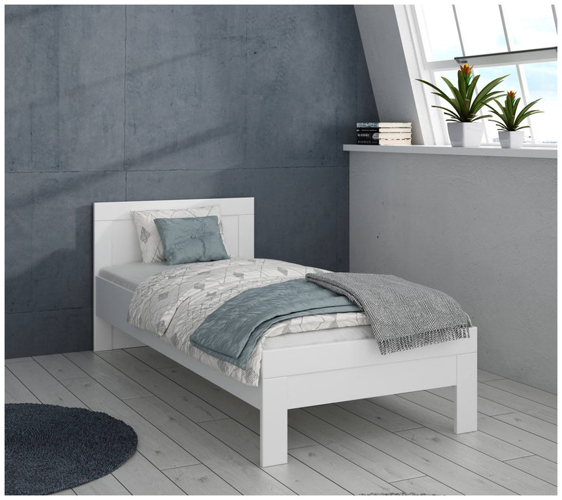 Jugendbett SNOW Bett 90 x 200 cm Einzelbett in Weiß matt
