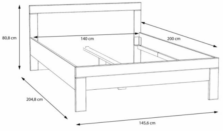 Jugendbett SNOW Bett 140 x 200 cm Einzelbett in Weiß matt von Forte