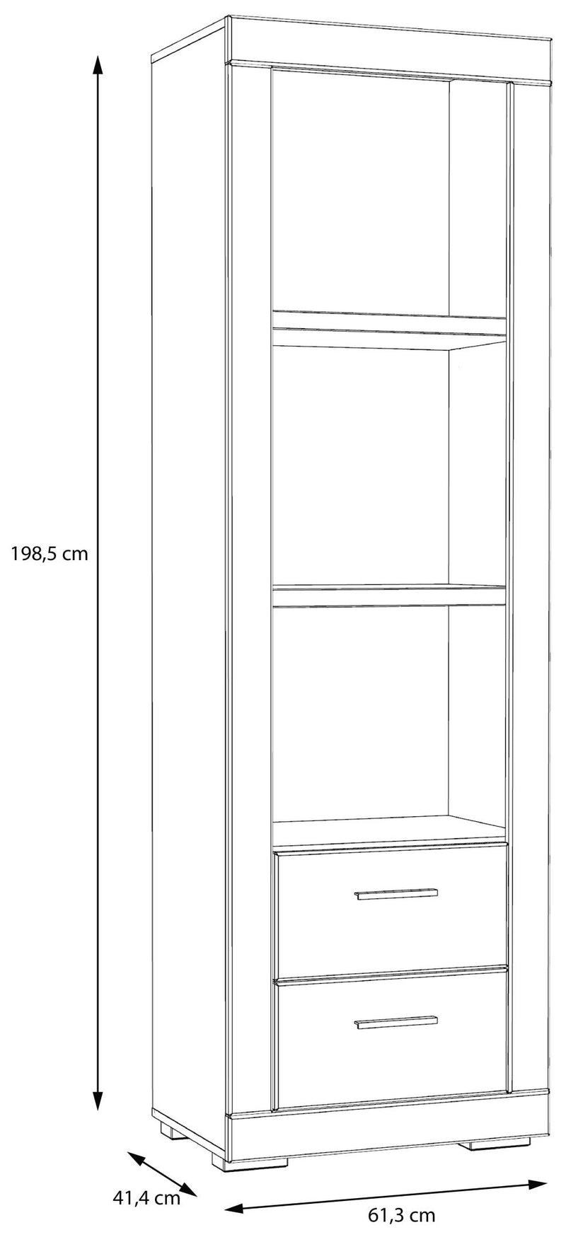 Regal SNOW Bücherregal 2 Schubladen Breite 61 cm Weiß matt Forte
