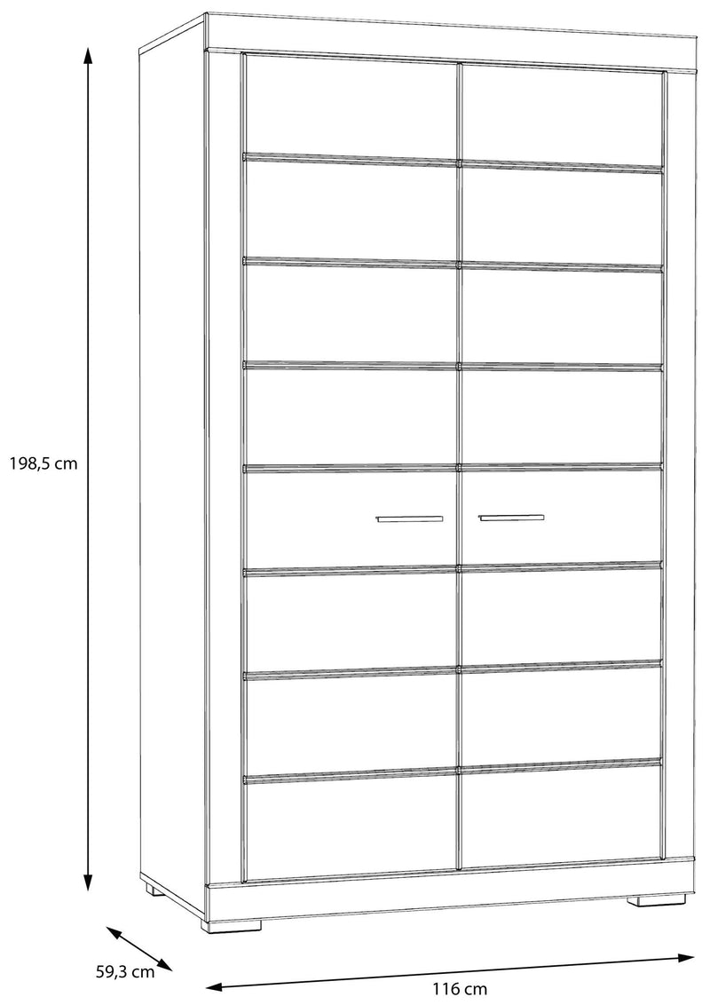 Kleiderschrank SNOW Schrank 2 Türen Breite 116 cm Weiß matt