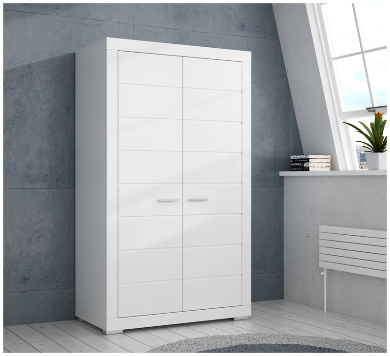 Kleiderschrank SNOW Schrank 2 Türen Breite 116 cm Weiß matt