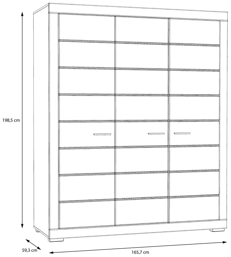 Kleiderschrank SNOW Schrank 3 Türen Facheinteilung Weiß matt
