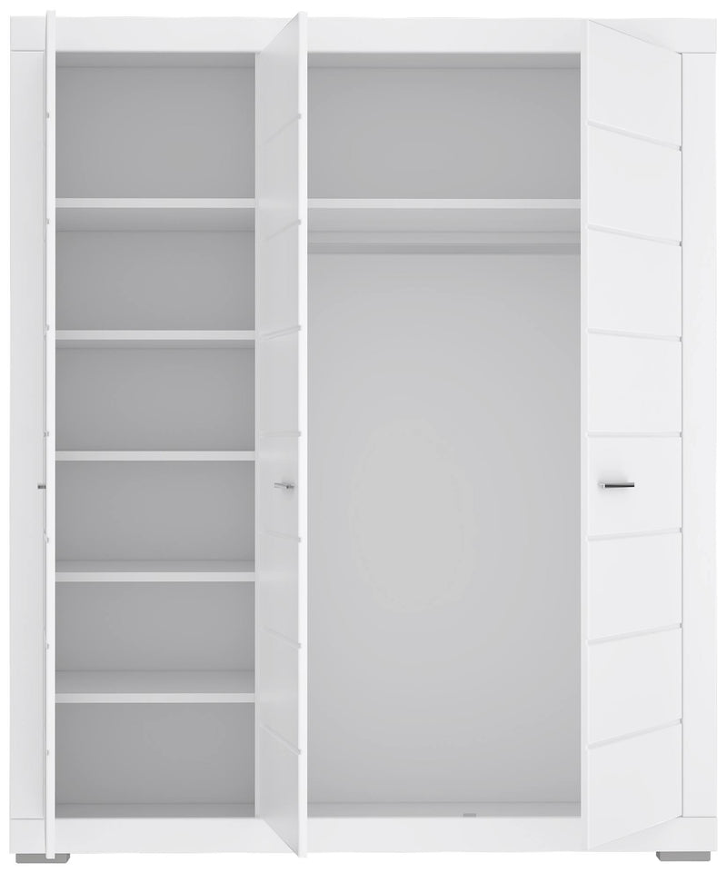 Kleiderschrank SNOW Schrank 3 Türen Facheinteilung Weiß matt