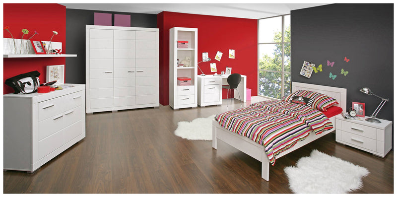 Jugendzimmer SNOW Weiß | Komplett-Set 7-tlg. mit Bett 140x200 | Forte