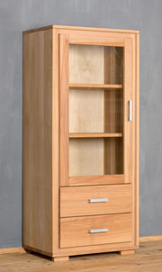 Mini Vitrine Genf 1-türig links - Kernbuche Massivholz geölt