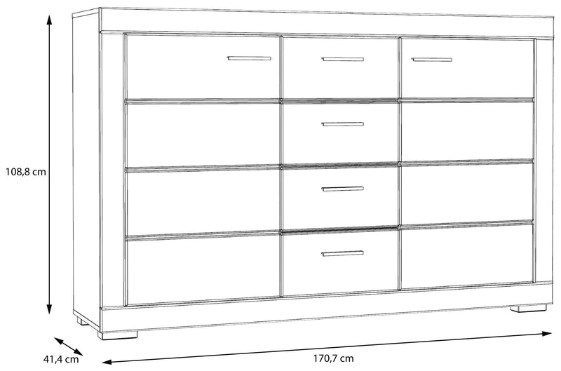 Sideboard SNOW Anrichte Weiß 2 Türen 4 Schubladen