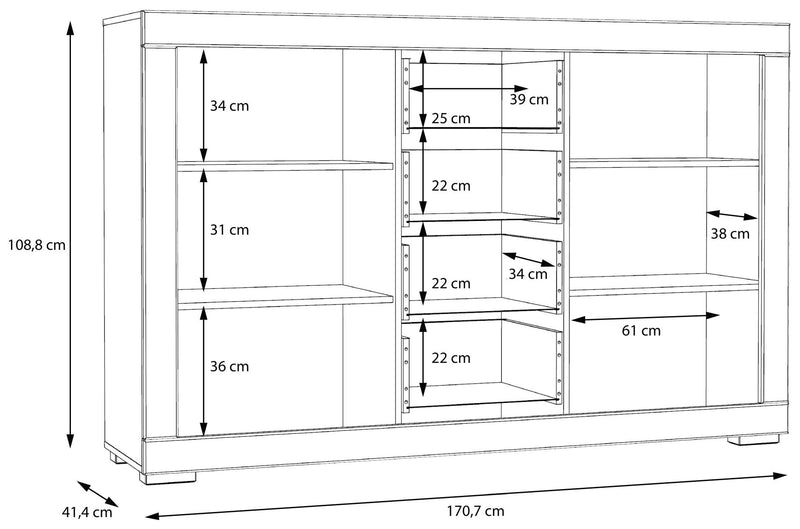 Sideboard SNOW Anrichte Weiß 2 Türen 4 Schubladen