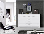 Sideboard SNOW Anrichte Weiß 2 Türen 4 Schubladen