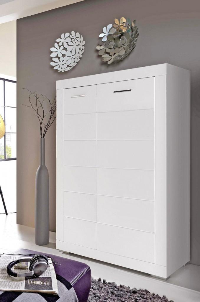 Highboard SNOW Schrank mit 2 Türen 8 Fächer Weiß matt von Forte