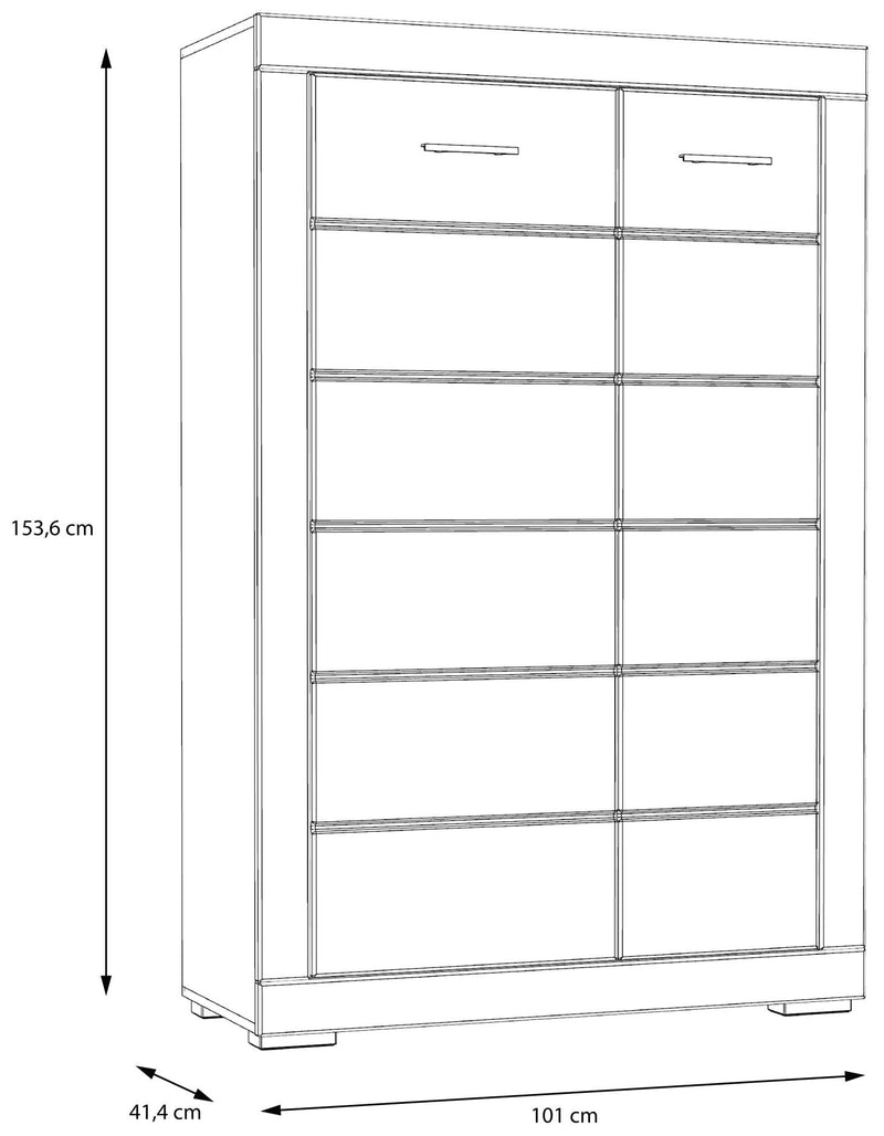 Highboard SNOW Schrank mit 2 Türen 8 Fächer