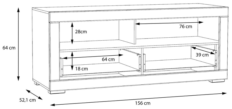 TV-Board SNOW Lowboard 156 cm 2 Schubladen