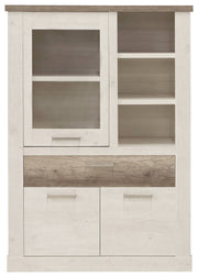 Highboard - Vitrine DURO Schrank 1+2 Türen Optik Pinie weiß antik