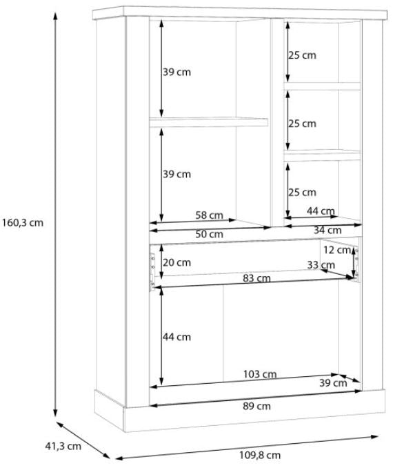 Highboard - Vitrine DURO Schrank 1+2 Türen Optik Pinie weiß antik