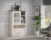 Highboard - Vitrine DURO Schrank 1+2 Türen Optik Pinie weiß antik