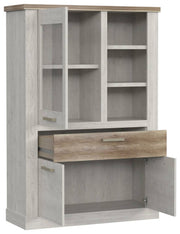 Highboard - Vitrine DURO Schrank 1+2 Türen Optik Pinie weiß antik