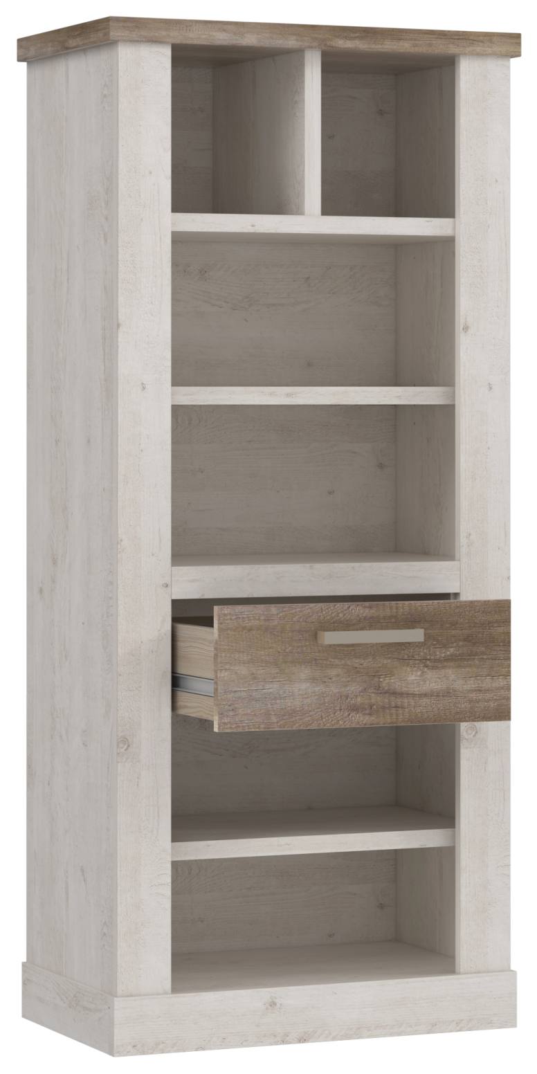Regal DURO Bücherregal 1 Schublade - Optik Pinie weiß antik