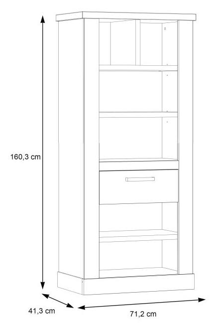 Regal DURO Bücherregal 1 Schublade - Optik Pinie weiß antik