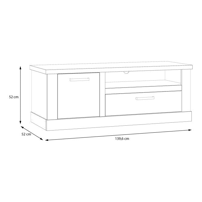 Lowboard DURO TV-Board mit Gerätefach Optik Pinie weiß antik Forte