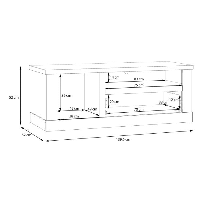 Lowboard DURO TV-Board mit Gerätefach Optik Pinie weiß antik Forte