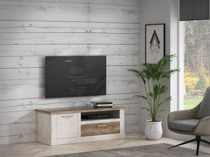 Lowboard DURO TV-Board mit Gerätefach Optik Pinie weiß antik Forte