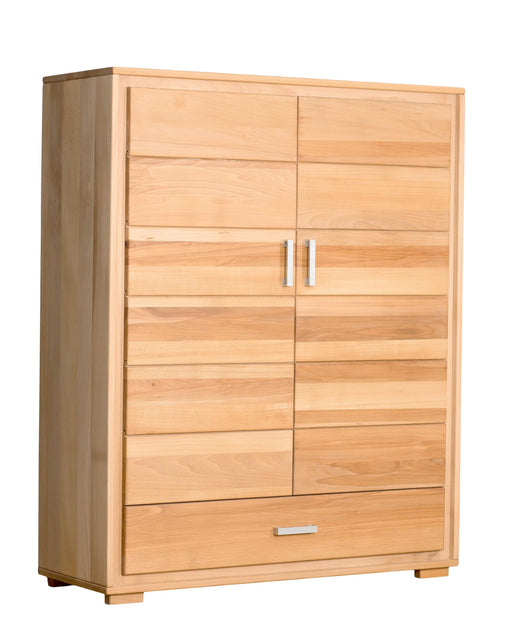 Highboard Vertiko Genf 2-türig Kernbuche Massivholz geölt in Gesamtansicht mit zwei Türen und einer Schublade.