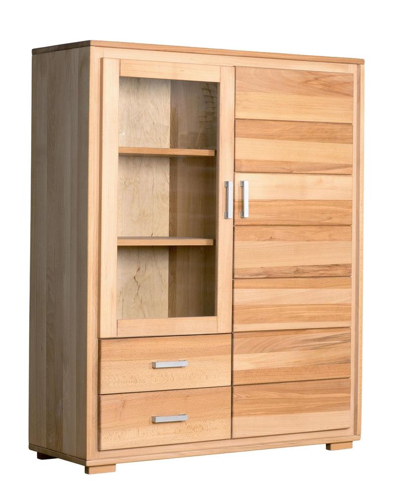 Highboard Vitrine Genf 2-türig Kernbuche Massivholz geölt
