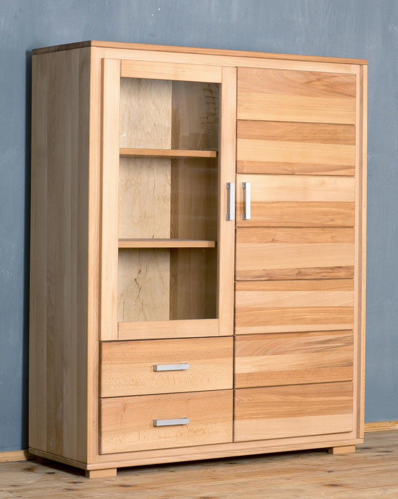 Highboard Vitrine Genf 2-türig Kernbuche Massivholz geölt