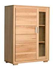 Vitrine Genf 2-türig 121 cm hoch Kernbuche Massivholz geölt