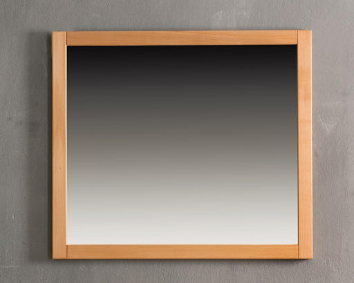 Spiegel 91 x 80 cm Genf mit hellem Kernbuche-Massivholzrahmen in Gesamtansicht.