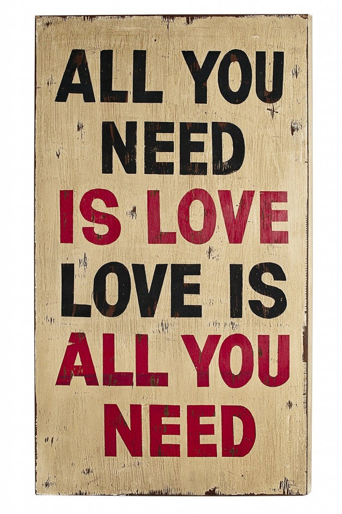 Wall Art Deko Holzschild - "All you need is love" im Vintage Look