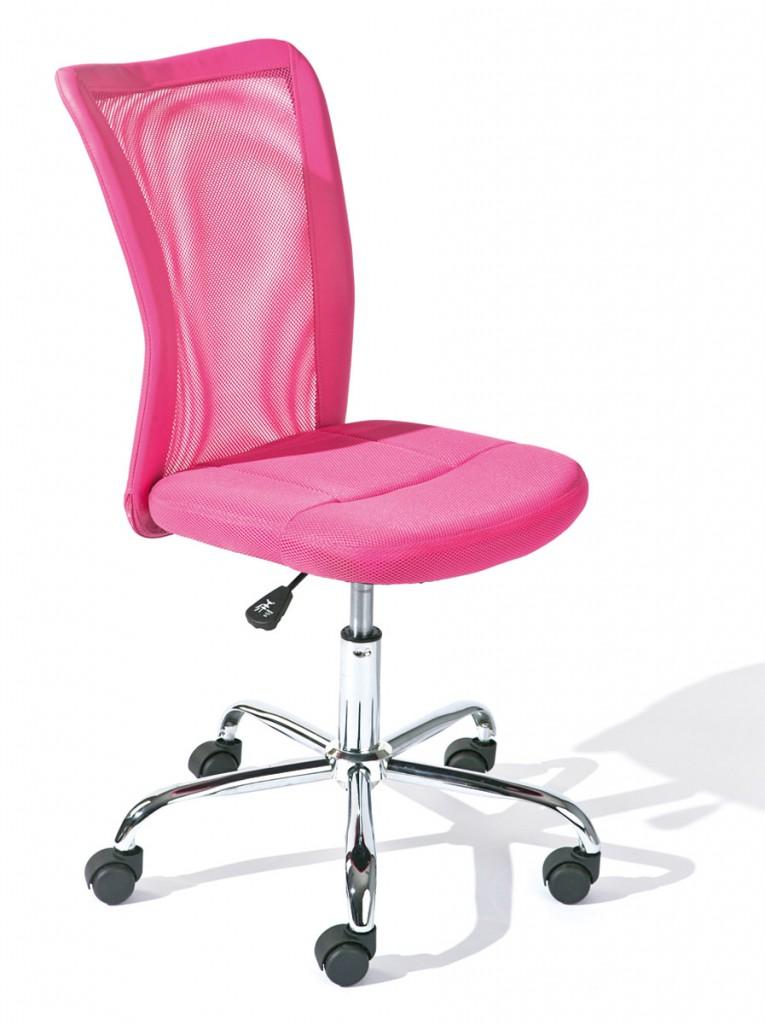 Kinderstuhl Kinderdrehstuhl BONNIE Bezug in pink Fußkreuz Chrom