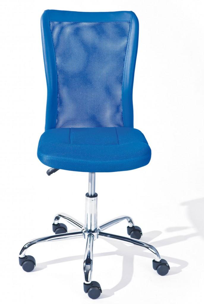 Kinderstuhl Kinderdrehstuhl BONNIE Bezug in blau Fußkreuz Chrom