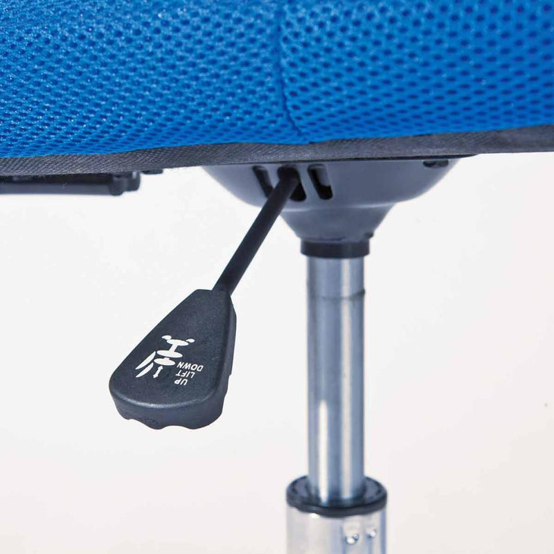 Kinderstuhl Kinderdrehstuhl BONNIE Bezug in blau Fußkreuz Chrom