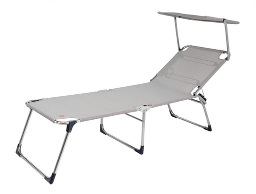 Sonnenliege Gartenliege AMIGO FOURTY SUN mit Dach in Grau, Gesamtansicht mit Aluminium-Gestell und ausklappbarem Sonnendach.