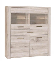 Highboard Vitrine PORTLAND 2+2 Türen Sandeiche Dekor von Forte