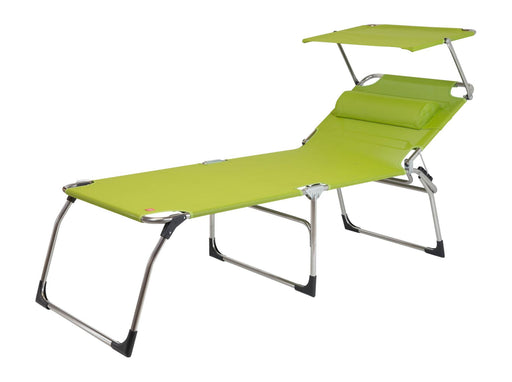 AMIGO BIG 50 cm Sonnenliege mit grüner Textilene-Liegefläche, Aluminium-Gestell und verstellbarem Sonnendach.