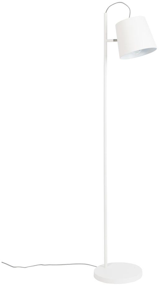 Designer Stehleuchte BUCKLE HEAD White von Zuiver in Gesamtansicht mit geschwungener Stange und schwenkbarem Schirm.